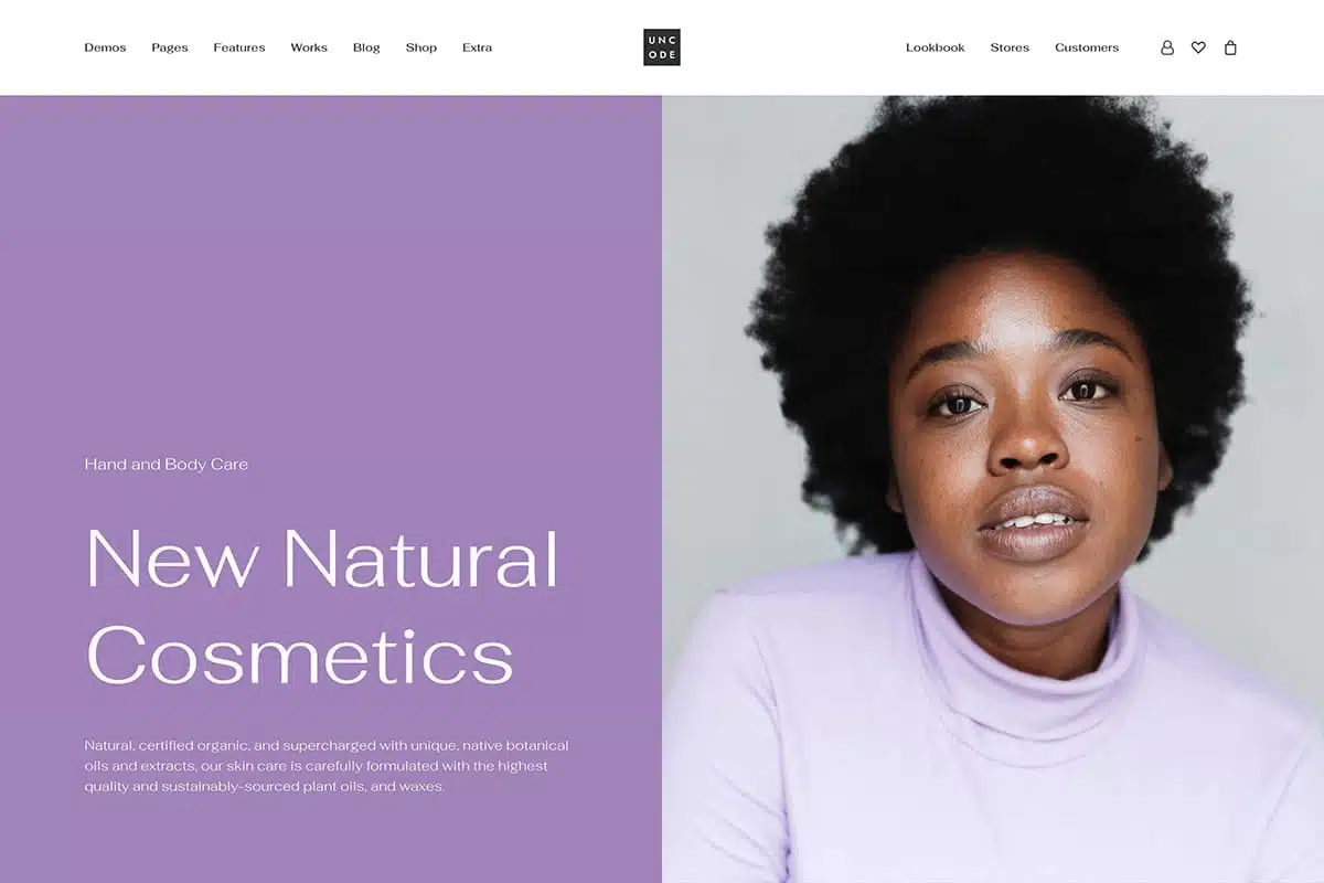demo homepage Shop Cosmetics Uncode by Hargesand
